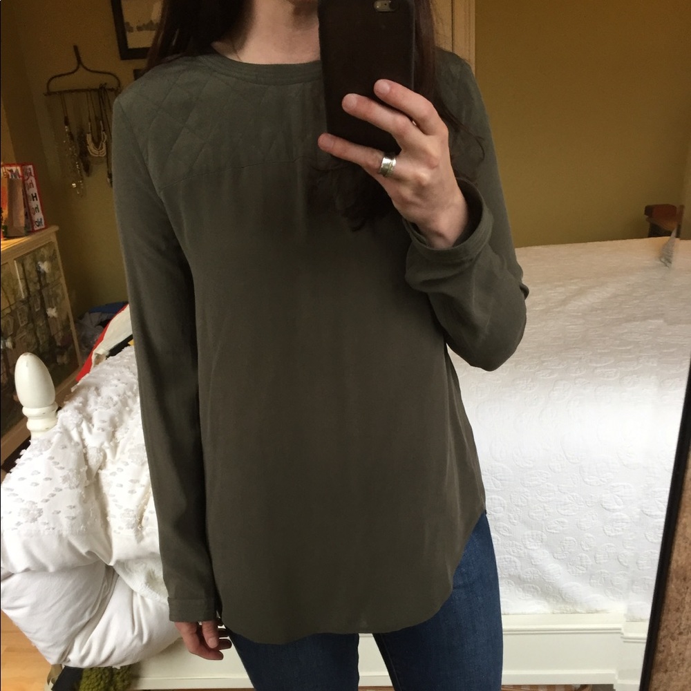 Madewell olive silk top S
